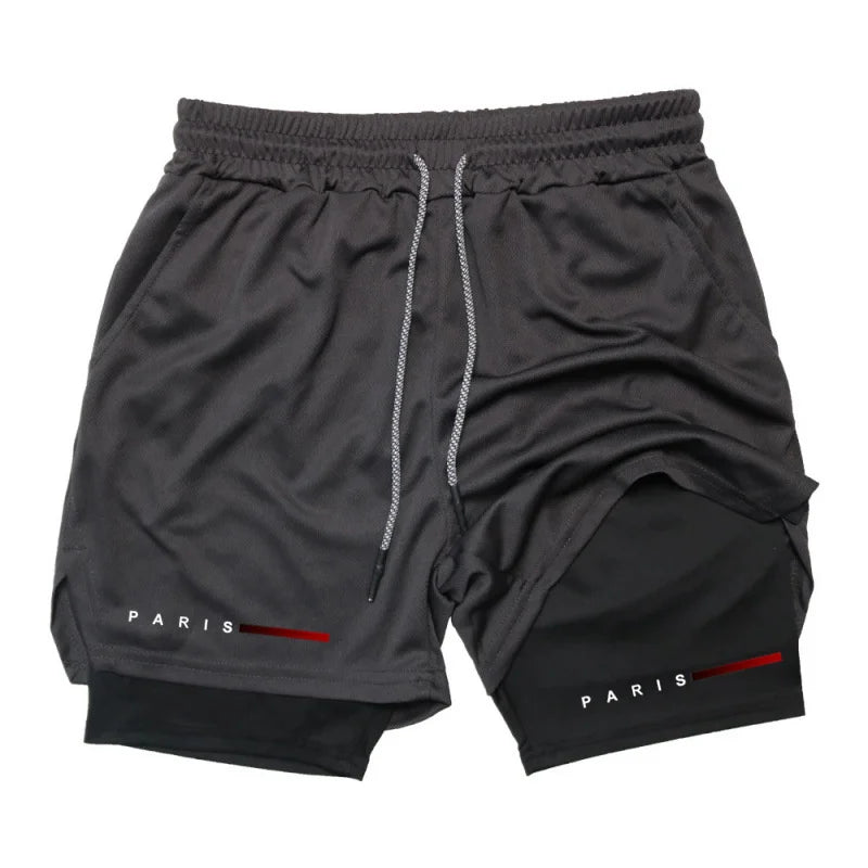Pantalones cortos deportivos para hombre 2 en 1, de doble capa, ideales para correr, gimnasio, fitness, entrenamiento y jogging. Ropa deportiva cómoda y ligera para hombre.