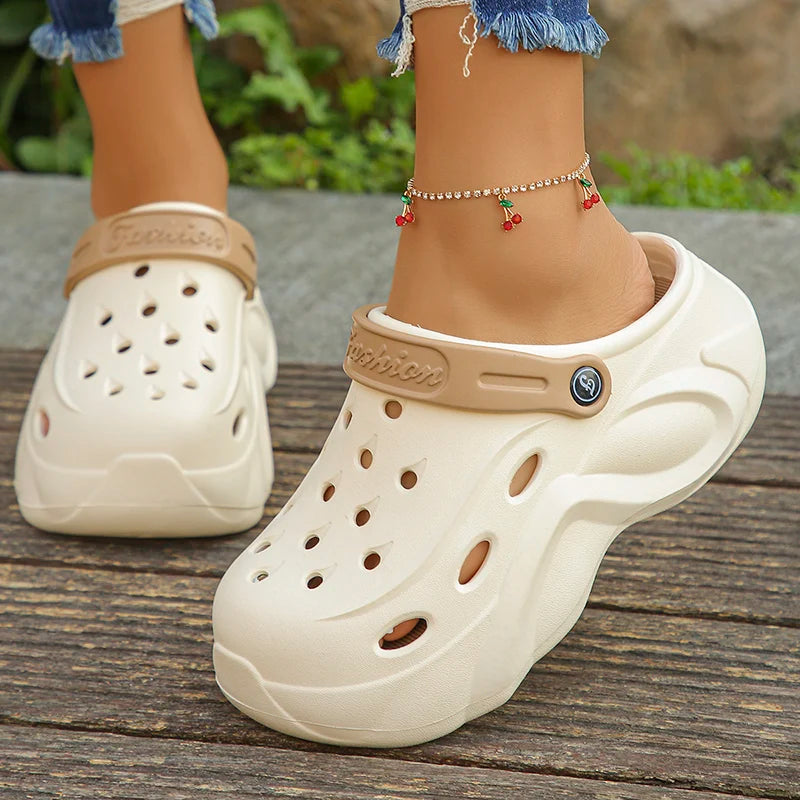 Sandalias tipo zueco de plataforma gruesa para mujer, verano 2024, con suela gruesa y suave, ideales para la playa o el jardín. Chanclas de cuña de EVA antideslizantes para mujer.