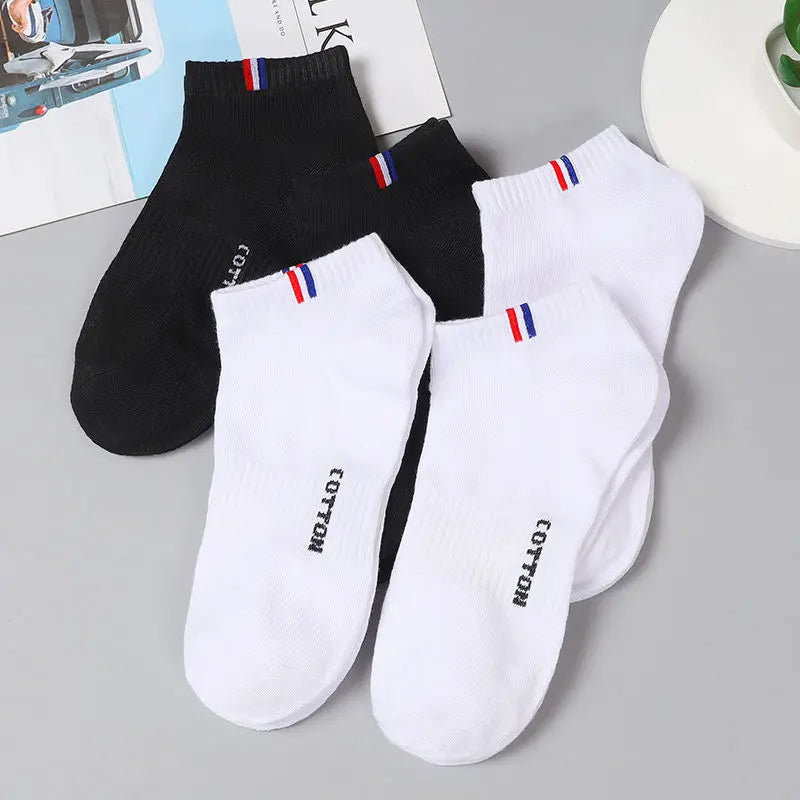 5 /10 pares 1 lote Calcetines de verano para Hombre tubo bajo fino transpirable blanco negro rayas regalo Calcetines tobilleros deportivos 1 paquete Calcetines Hombre