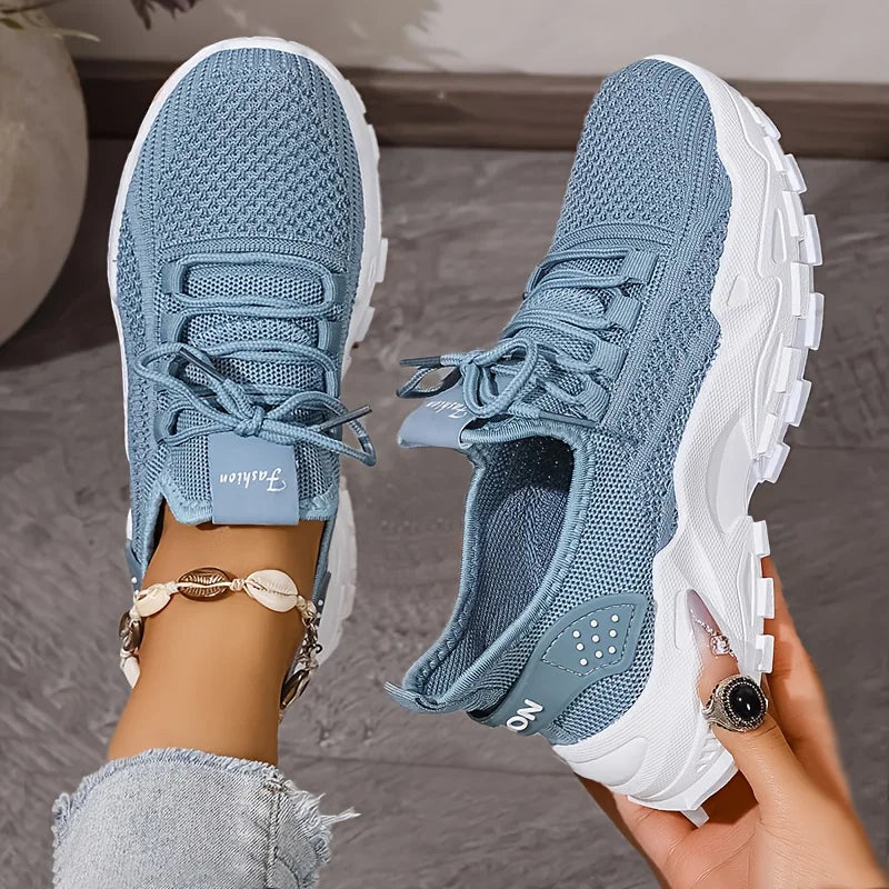 Zapatillas casuales de moda para mujer, con tejido de punto, transpirables, ligeras, de suela suave y antideslizante. Ideales para caminar y para uso diario al aire libre.