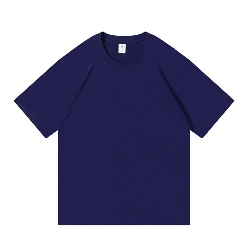 Camiseta unisex 100% algodón con media manga, estilo holgado para verano. Camiseta básica casual de manga corta, cuello redondo y color sólido.