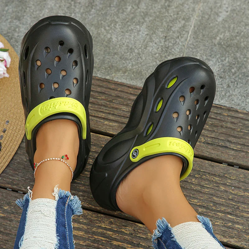 Sandalias tipo zueco de plataforma gruesa para mujer, verano 2024, con suela gruesa y suave, ideales para la playa o el jardín. Chanclas de cuña de EVA antideslizantes para mujer.
