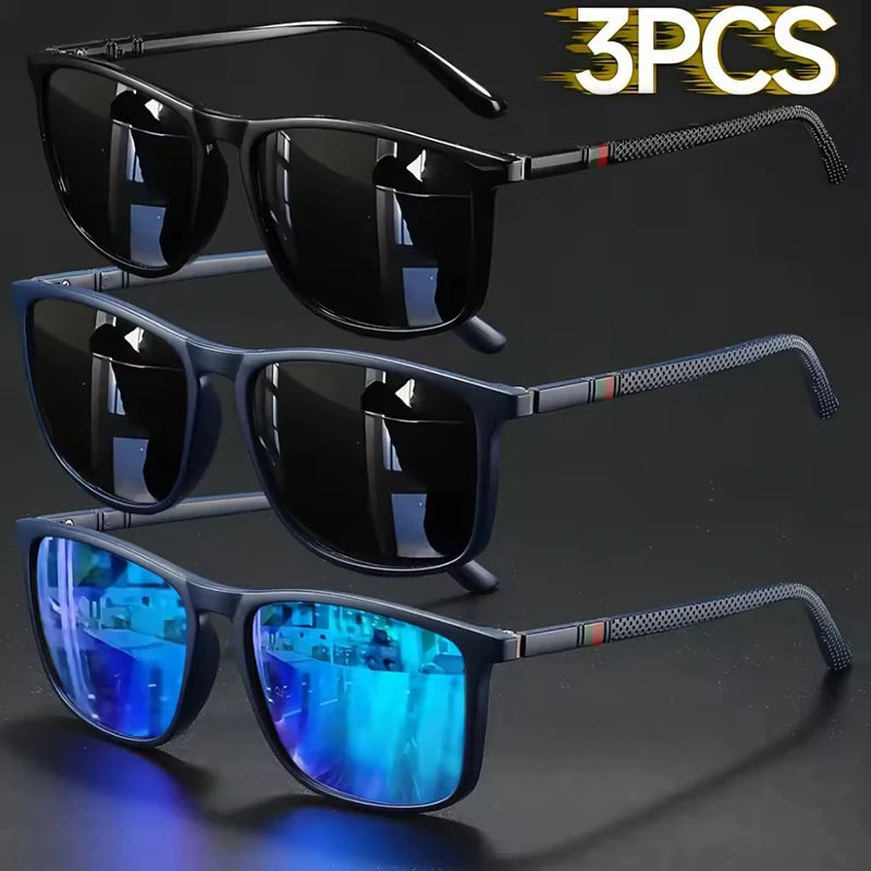 Gafas de sol cuadradas de lujo estilo vintage (paquete de 2 o 3 unidades), ideales para hombre y mujer. Perfectas para ciclismo, viajes, conducir, pescar y uso diario. Lentes con protección UV400, modernas y elegantes.