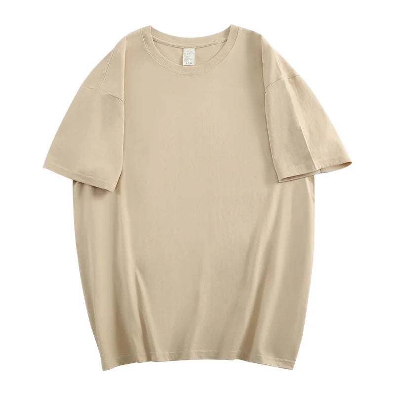 Camiseta unisex 100% algodón con media manga, estilo holgado para verano. Camiseta básica casual de manga corta, cuello redondo y color sólido.