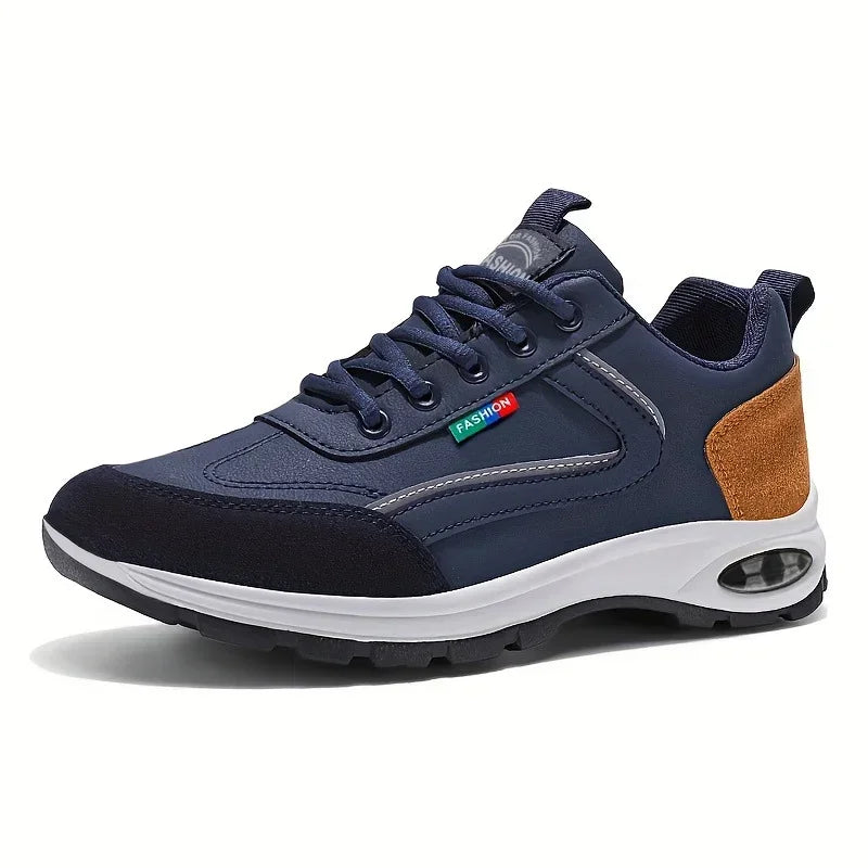 Zapatillas deportivas modernas para hombre, ligeras y transpirables, con suela antideslizante, detalles en ante, ideales para actividades al aire libre y para el uso diario.