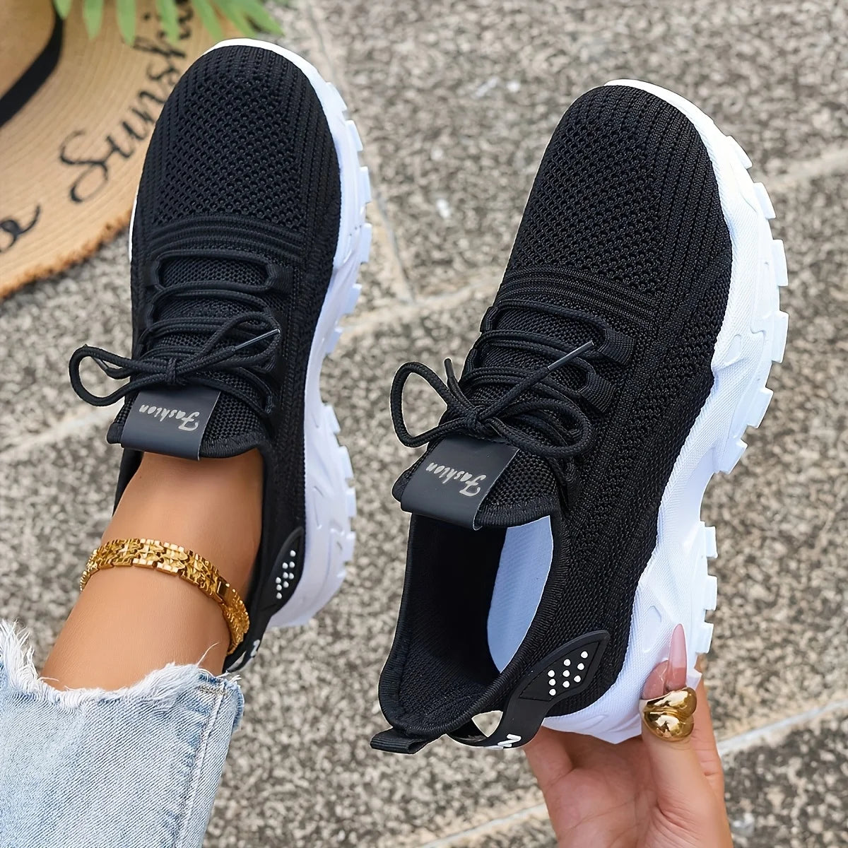 Zapatillas casuales de moda para mujer, con tejido de punto, transpirables, ligeras, de suela suave y antideslizante. Ideales para caminar y para uso diario al aire libre.