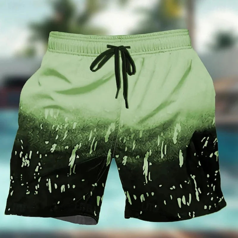 Bañador tipo short para hombre con diseño degradado colorido, estampado geométrico 3D, ideal para playa y verano. Short casual de secado rápido, deportivo, holgado y perfecto para surf.