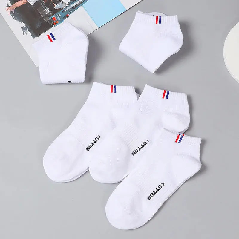 5 /10 pares 1 lote Calcetines de verano para Hombre tubo bajo fino transpirable blanco negro rayas regalo Calcetines tobilleros deportivos 1 paquete Calcetines Hombre
