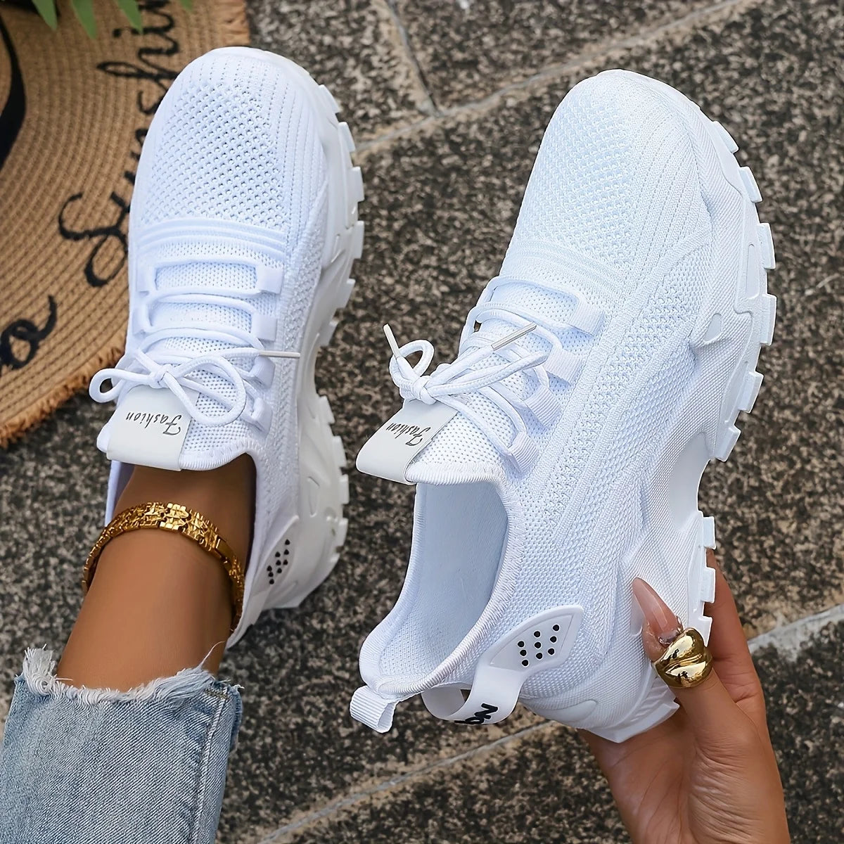 Zapatillas casuales de moda para mujer, con tejido de punto, transpirables, ligeras, de suela suave y antideslizante. Ideales para caminar y para uso diario al aire libre.