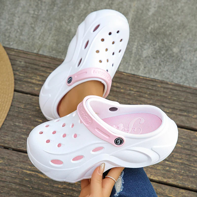 Sandalias tipo zueco de plataforma gruesa para mujer, verano 2024, con suela gruesa y suave, ideales para la playa o el jardín. Chanclas de cuña de EVA antideslizantes para mujer.