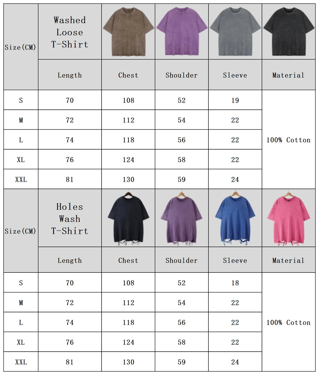 Camiseta de manga corta estilo retro americano unisex. Diseño de color sólido con efecto lavado vintage, corte oversize y tejido pesado. Ideal para un look urbano, streetwear y tendencia de verano.