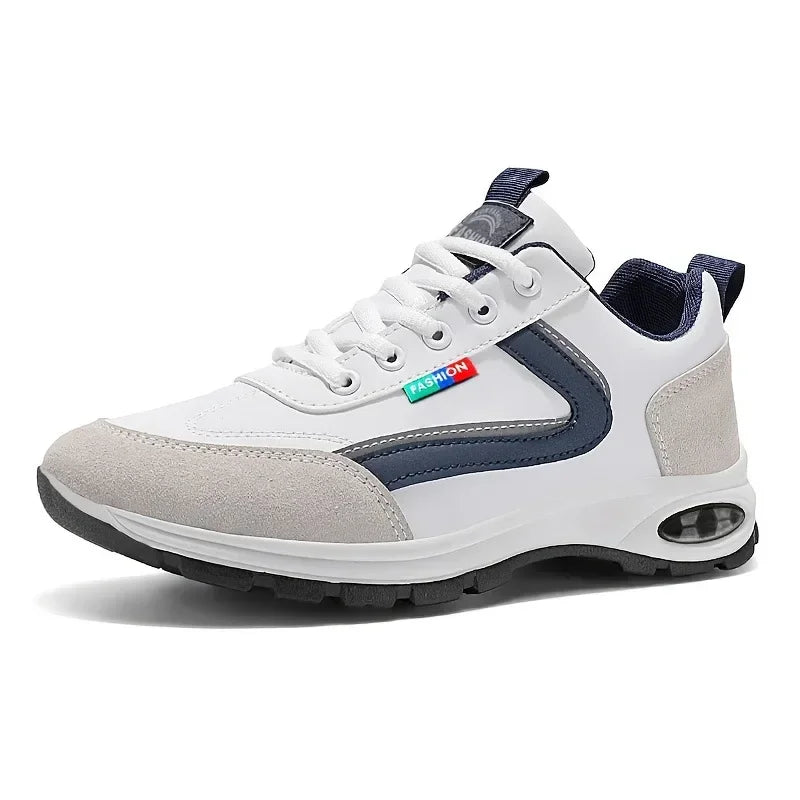 Zapatillas deportivas modernas para hombre, ligeras y transpirables, con suela antideslizante, detalles en ante, ideales para actividades al aire libre y para el uso diario.