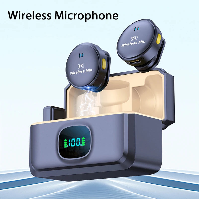 Micrófono inalámbrico dual de solapa (lavalier), profesional, tipo clip para corbata u ojal. Mini micrófono compatible con iPhone, Android, teléfonos móviles, celulares y PC para grabación de audio.