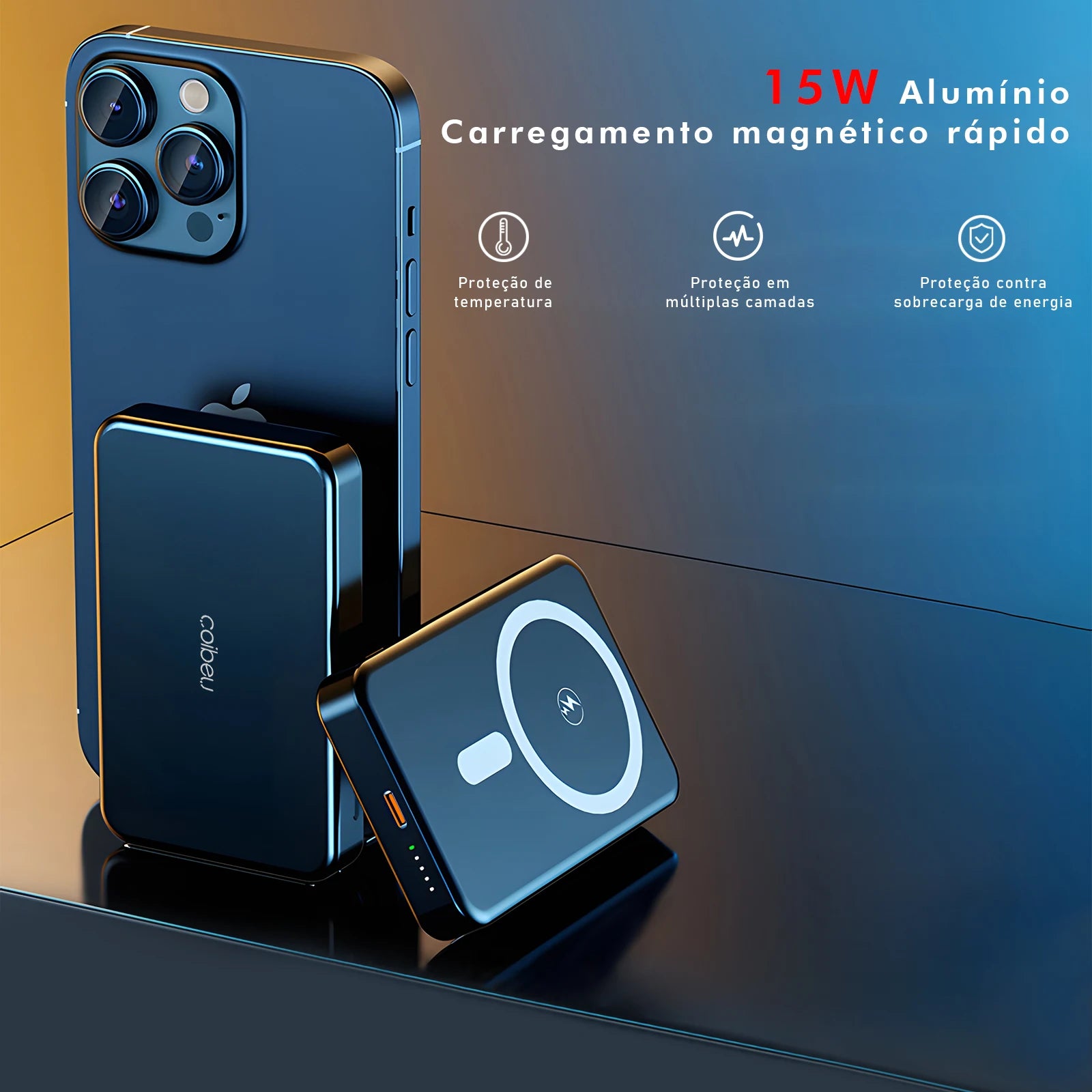 Batería externa magnética, cargador portátil, power bank recargable, batería portátil de alta capacidad y batería externa para cargar dispositivos móviles en cualquier lugar.