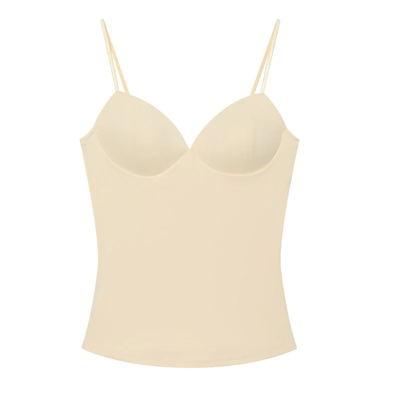 Top tipo corsé corto para mujer. Sin mangas, con tirantes y diseño ajustado tipo bodycon. Disponible en negro y marrón, con estilo bustier y espalda descubierta. Sexy, moderno y ideal para looks de verano o streetwear.