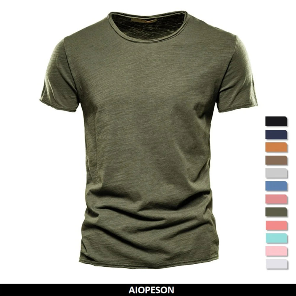 Camiseta de hombre 100% algodón. Diseño casual, suave y ligero, ideal para verano y fitness. Cuello redondo y manga corta, perfecta para uso diario o ropa de casa.
