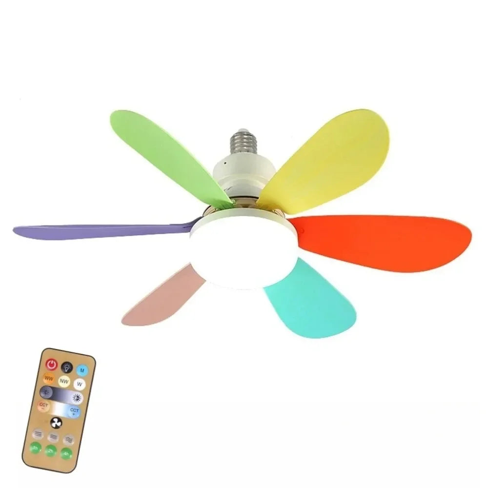 Ventilador de techo LED de 40 W con casquillo E27, con control remoto para regular la intensidad de la luz, adecuado para sala de estar, estudio y uso doméstico. Compatible con voltaje de 85-265 V.