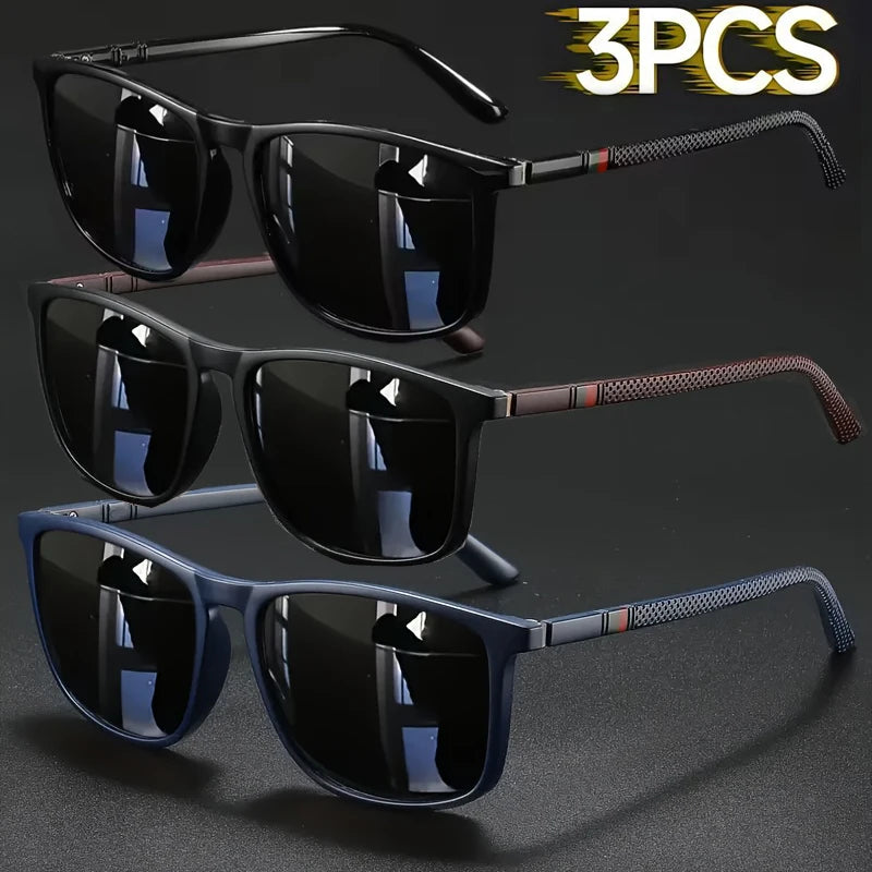 Gafas de sol cuadradas de lujo estilo vintage (paquete de 2 o 3 unidades), ideales para hombre y mujer. Perfectas para ciclismo, viajes, conducir, pescar y uso diario. Lentes con protección UV400, modernas y elegantes.