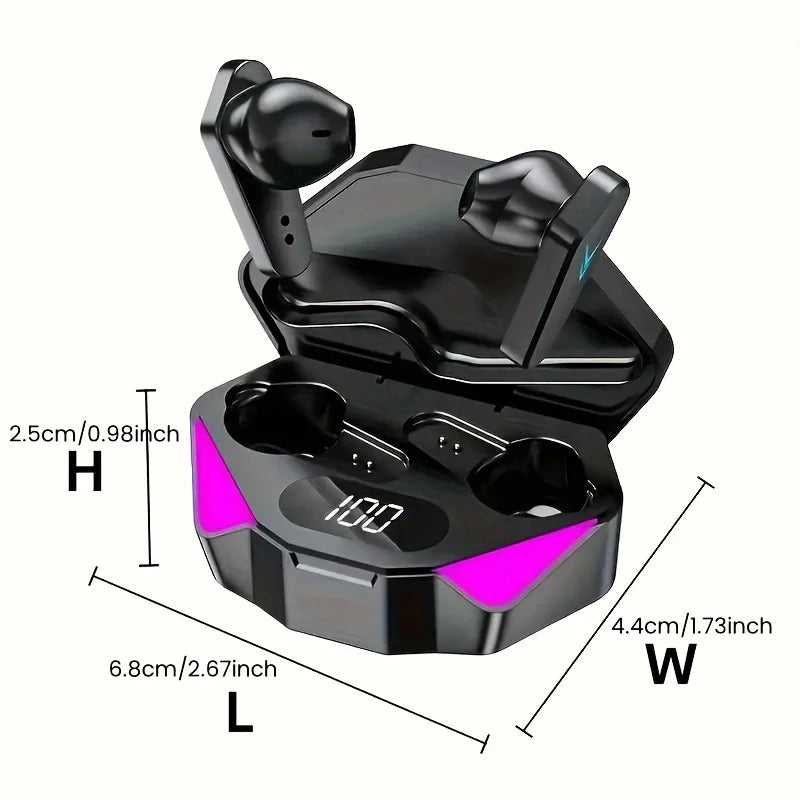 Auriculares inalámbricos Bluetooth TWS X15 con pantalla LED, micrófono integrado, diseño para videojuegos, cancelación de ruido y sonido de alta calidad. Audífonos inalámbricos ideales para música, llamadas y gaming.