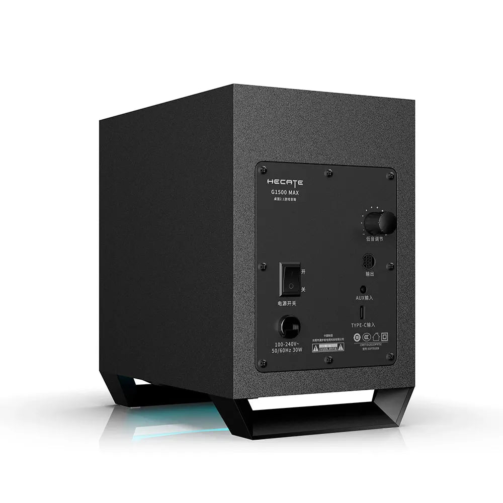 Altavoces para PC Edifier G1500 Max con subwoofer, potencia de 30 W RMS y Bluetooth 5.3. Sonido potente y de alta calidad, ideales para videojuegos, música, películas y uso diario.