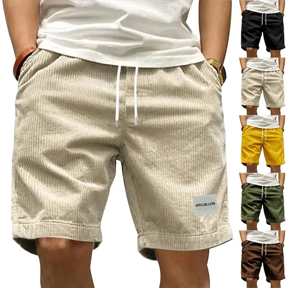 Pantalones cortos cargo vintage para hombre – estilo veraniego moderno retro de pana, shorts casuales de color sólido para hombre, pantalones deportivos transpirables tipo sudadera.