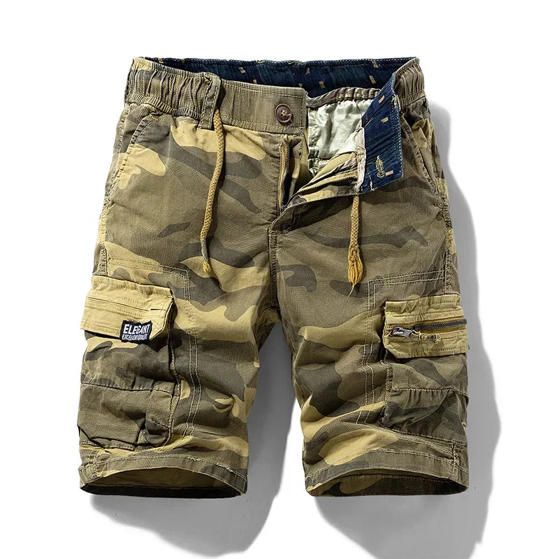 Nuevos pantalones cortos cargo de algodón para hombre, verano 2025, diseño camuflado, estilo casual tipo bermuda, ideales para la playa, uso diario o estilo jogger. Prenda masculina de tendencia