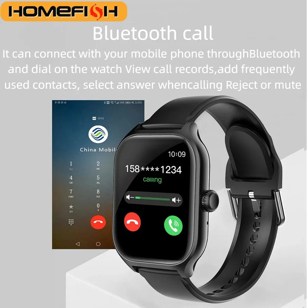 Reloj inteligente HOMEFISH H9 con llamadas por Bluetooth, control remoto para tomar fotografías, monitoreo del sueño, múltiples modos deportivos, medición de la frecuencia cardíaca y monitoreo del oxígeno en sangre.