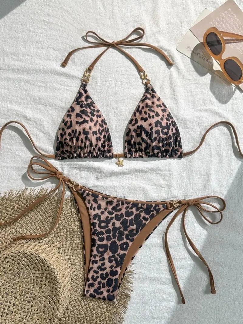 Conjunto de bikini sexy de 2 piezas para mujer con estampado de lunares en blanco y negro. Diseño de estilo americano, elegante y moderno, ideal para la playa, la piscina, vacaciones y días de verano.