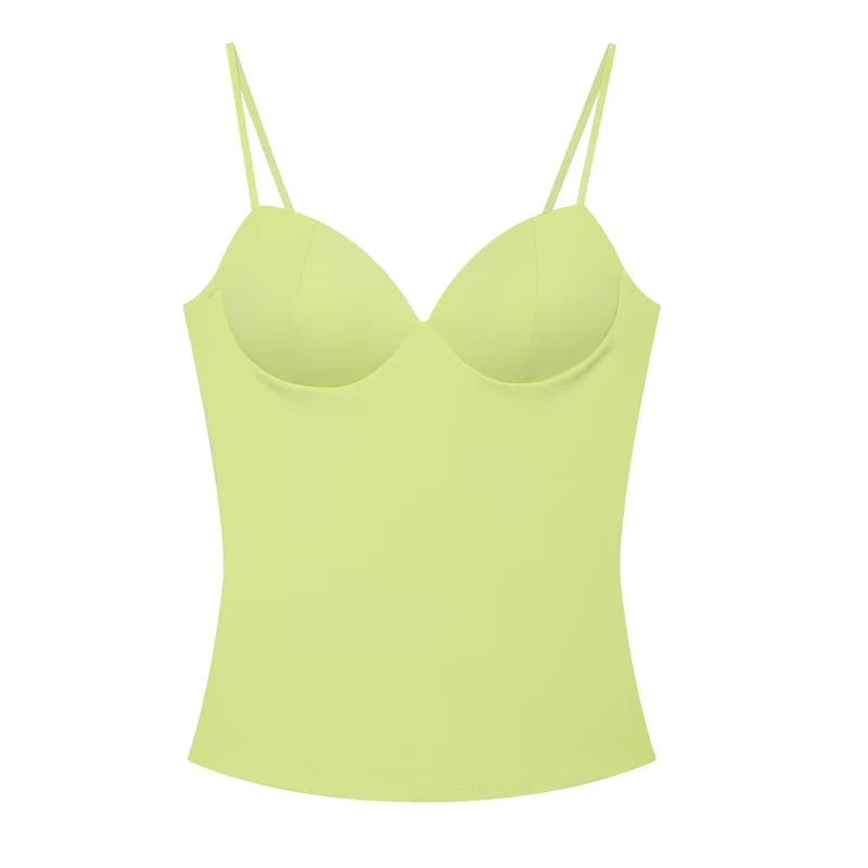 Top tipo corsé corto para mujer. Sin mangas, con tirantes y diseño ajustado tipo bodycon. Disponible en negro y marrón, con estilo bustier y espalda descubierta. Sexy, moderno y ideal para looks de verano o streetwear.