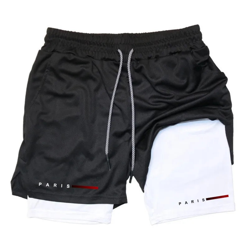 Pantalones cortos deportivos para hombre 2 en 1, de doble capa, ideales para correr, gimnasio, fitness, entrenamiento y jogging. Ropa deportiva cómoda y ligera para hombre.