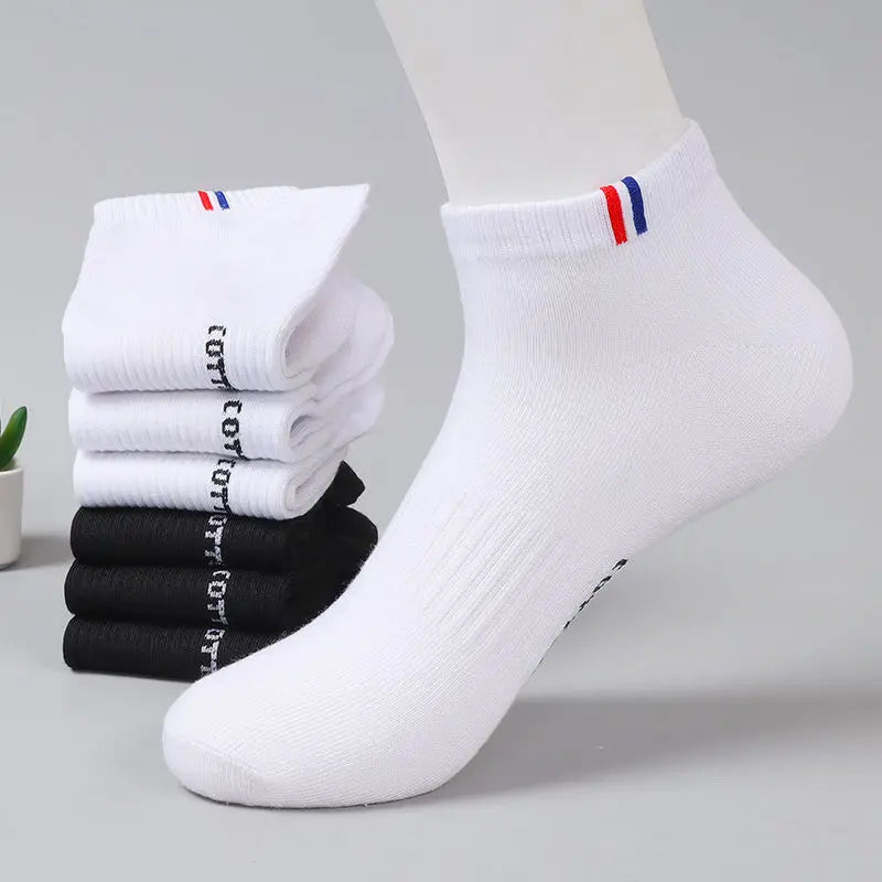 5 /10 pares 1 lote Calcetines de verano para Hombre tubo bajo fino transpirable blanco negro rayas regalo Calcetines tobilleros deportivos 1 paquete Calcetines Hombre
