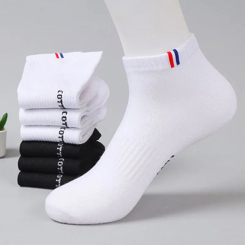 5 /10 pares 1 lote Calcetines de verano para Hombre tubo bajo fino transpirable blanco negro rayas regalo Calcetines tobilleros deportivos 1 paquete Calcetines Hombre
