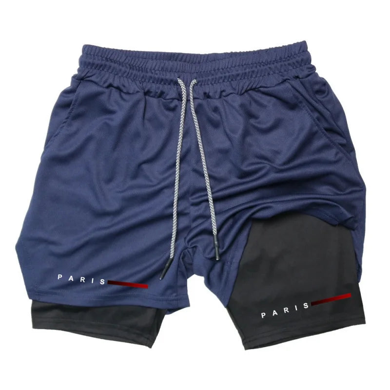 Pantalones cortos deportivos para hombre 2 en 1, de doble capa, ideales para correr, gimnasio, fitness, entrenamiento y jogging. Ropa deportiva cómoda y ligera para hombre.