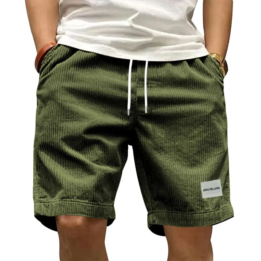 Pantalones cortos cargo vintage para hombre – estilo veraniego moderno retro de pana, shorts casuales de color sólido para hombre, pantalones deportivos transpirables tipo sudadera.