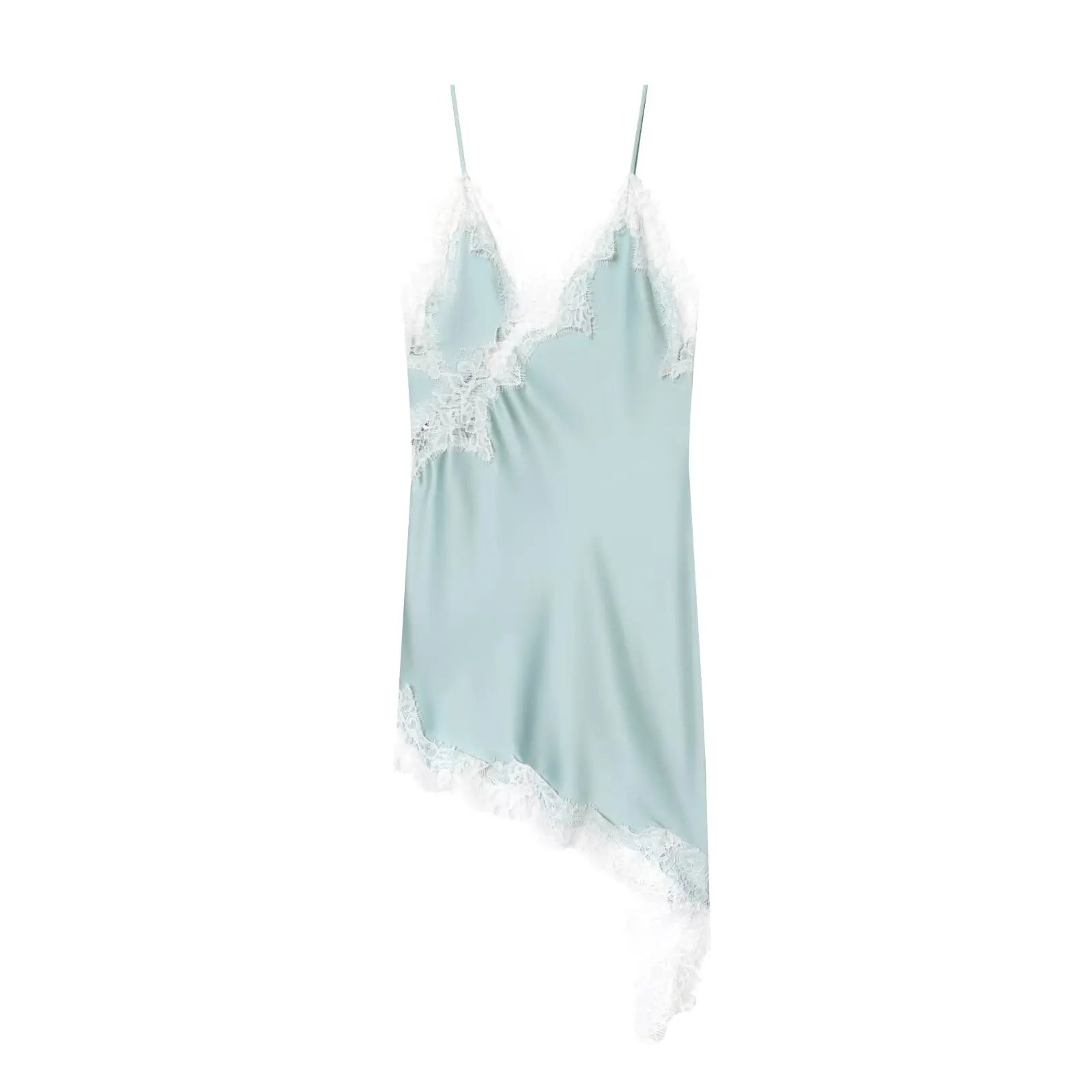 Vestido lencero de encaje para mujer 2025. Vestido corto negro con espalda descubierta y diseño asimétrico, ideal para fiestas. Con acabado satinado y estilo sexy, perfecto para el verano.