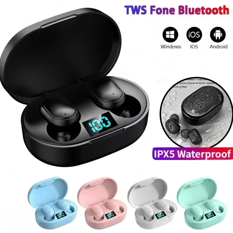 Auriculares inalámbricos Bluetooth TWS E6S con micrófono, cancelación de ruido, sonido de alta calidad y diseño deportivo. Ideales para música, llamadas y entrenamiento.