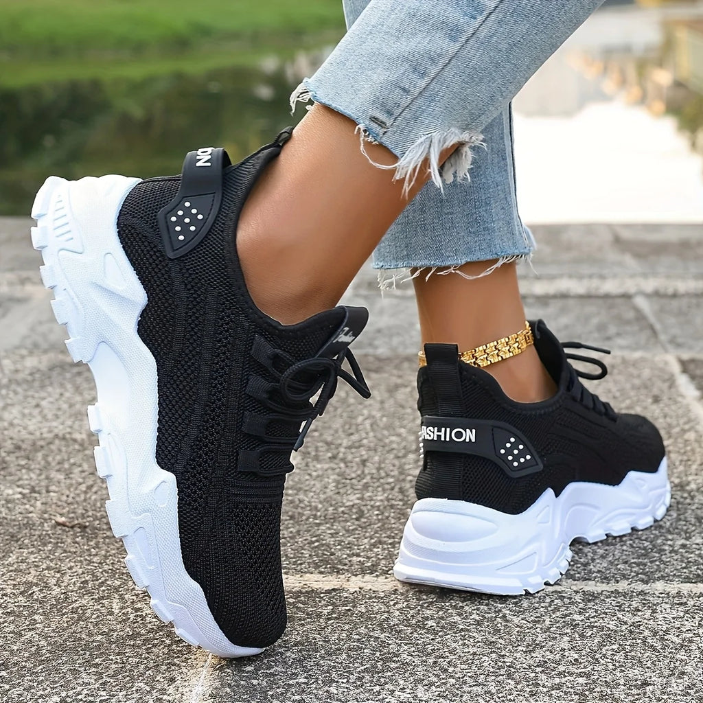Zapatillas casuales de moda para mujer, con tejido de punto, transpirables, ligeras, de suela suave y antideslizante. Ideales para caminar y para uso diario al aire libre.