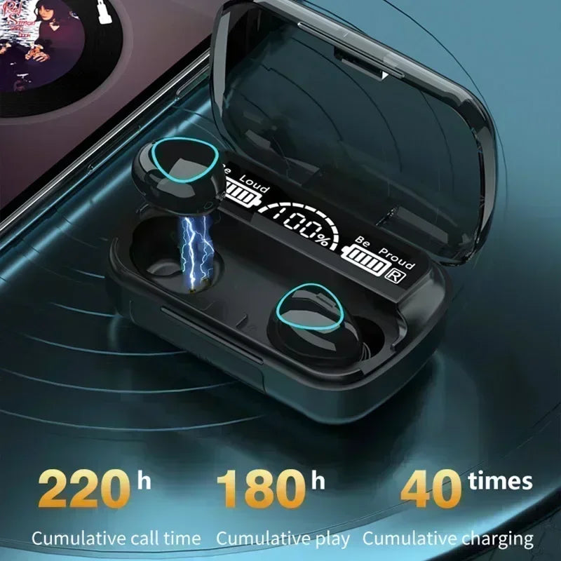 Auriculares Bluetooth TWS M10 manos libres con pantalla LED, sonido estéreo HiFi, audífonos inalámbricos, resistentes al agua e ideales para videojuegos, música y llamadas.