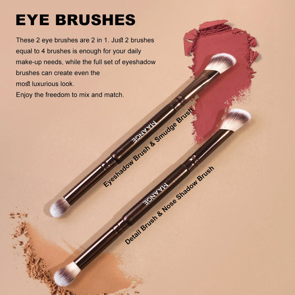 MAANGE Set de 5 brochas de maquillaje: incluye brochas para base, rubor, corrector y sombras de ojos. Kit multifuncional de brochas profesionales para maquillaje.