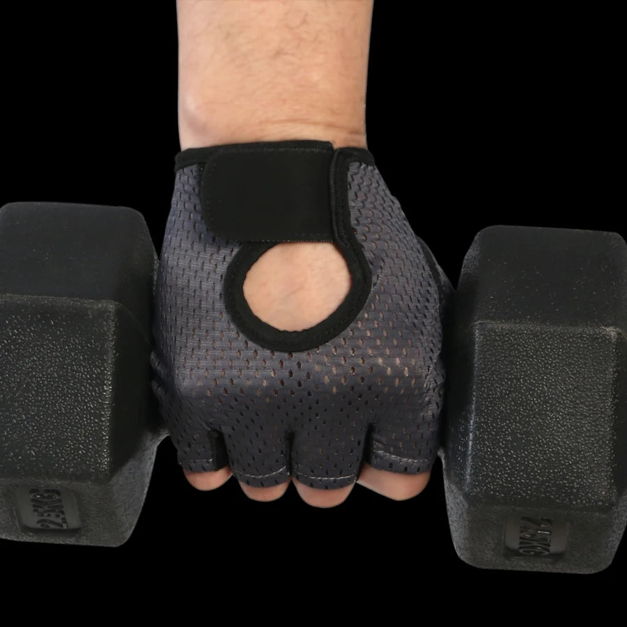 Guantes de medio dedo de verano de seda fría, transpirables, para gimnasio y fitness, para mujeres y hombres, con almohadilla antideslizante, guantes sin dedos para ciclismo y bicicleta.
