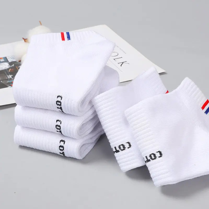 5 /10 pares 1 lote Calcetines de verano para Hombre tubo bajo fino transpirable blanco negro rayas regalo Calcetines tobilleros deportivos 1 paquete Calcetines Hombre