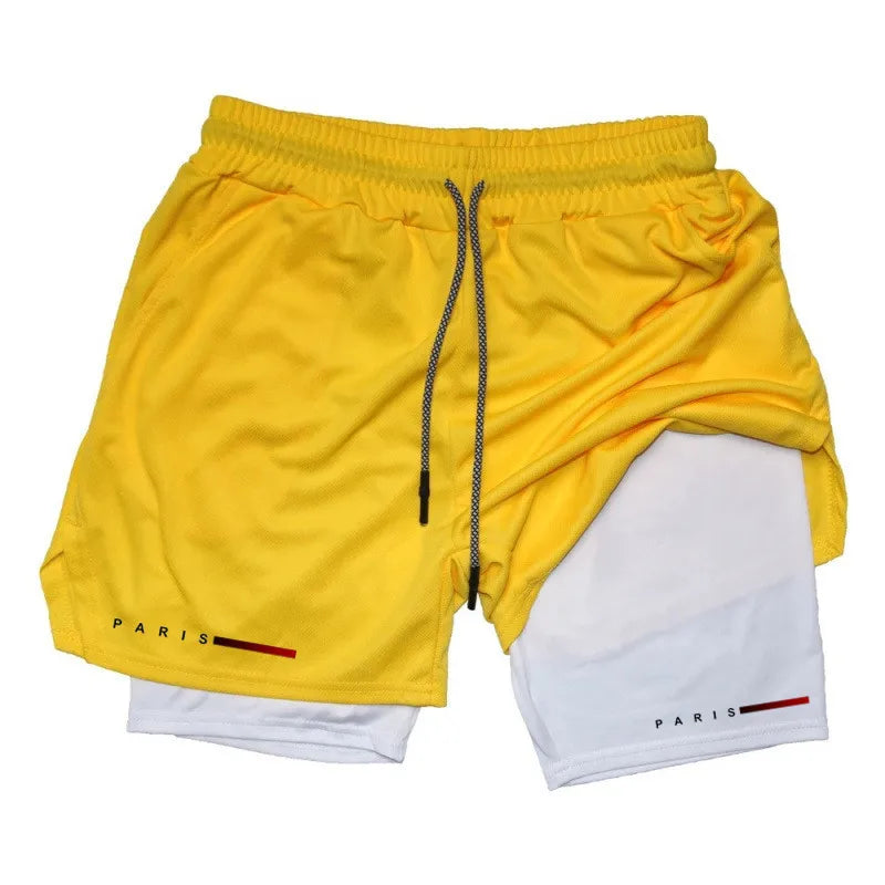 Pantalones cortos deportivos para hombre 2 en 1, de doble capa, ideales para correr, gimnasio, fitness, entrenamiento y jogging. Ropa deportiva cómoda y ligera para hombre.