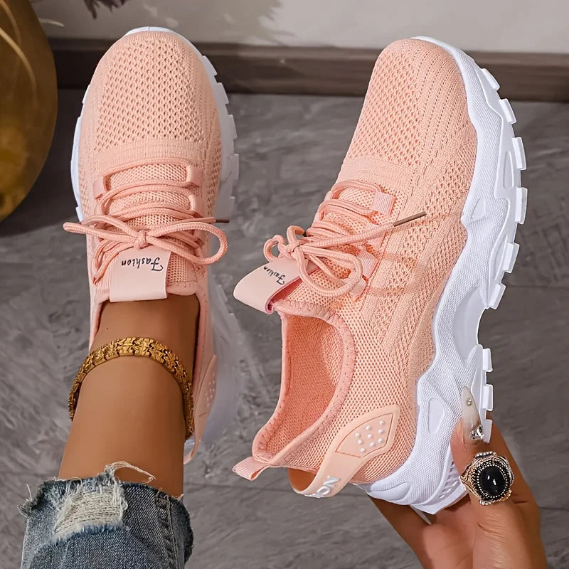 Zapatillas casuales de moda para mujer, con tejido de punto, transpirables, ligeras, de suela suave y antideslizante. Ideales para caminar y para uso diario al aire libre.