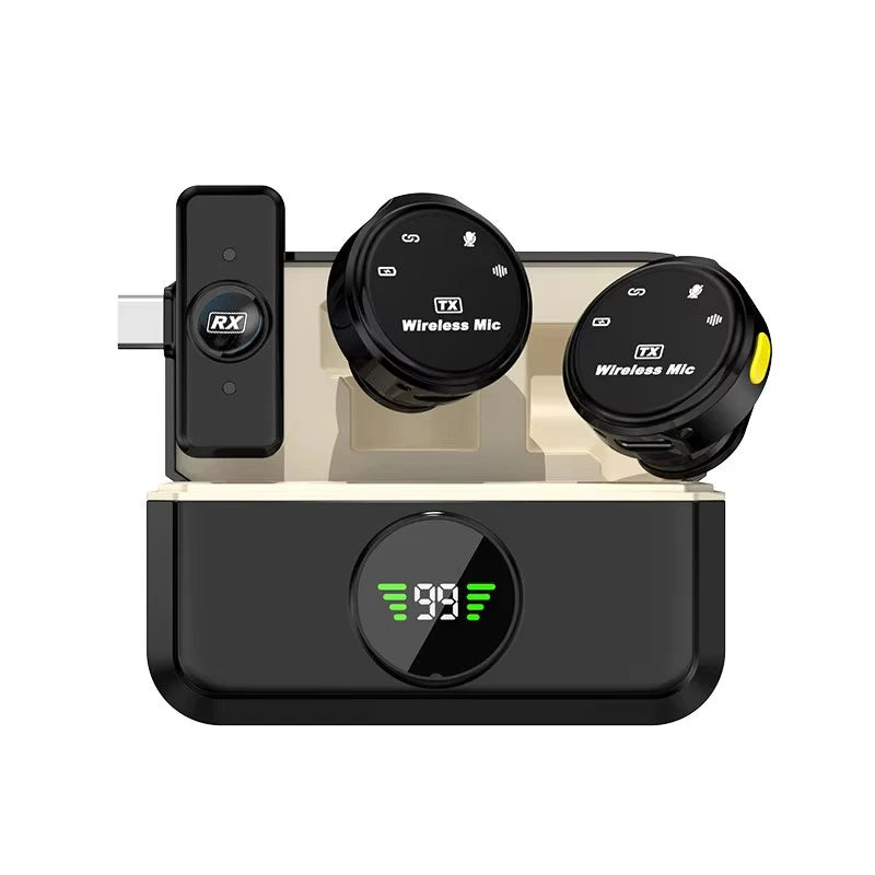 Micrófono inalámbrico dual de solapa (lavalier), profesional, tipo clip para corbata u ojal. Mini micrófono compatible con iPhone, Android, teléfonos móviles, celulares y PC para grabación de audio.